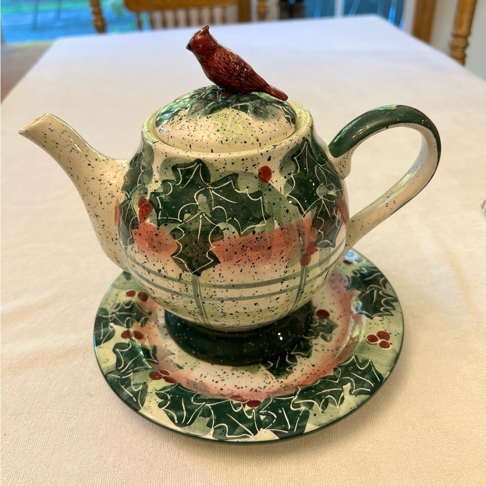 Vintage Julie Ueland 1999 Enesco Ceramic Tea
Pot and Saucer
